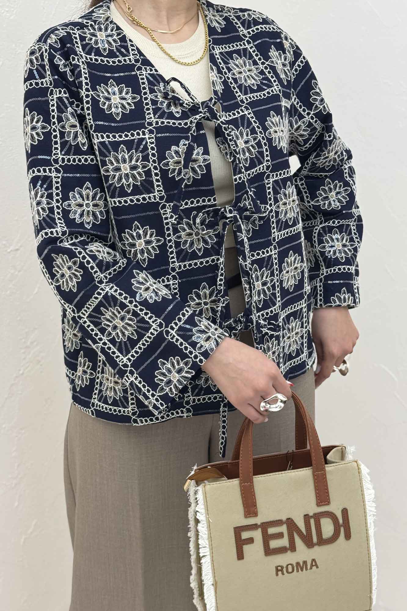 کت سوزن دوزی بنددار MIDNIGHT طرح 8