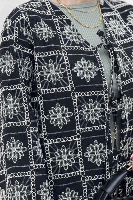 کت سوزن دوزی بنددار MIDNIGHT طرح 8