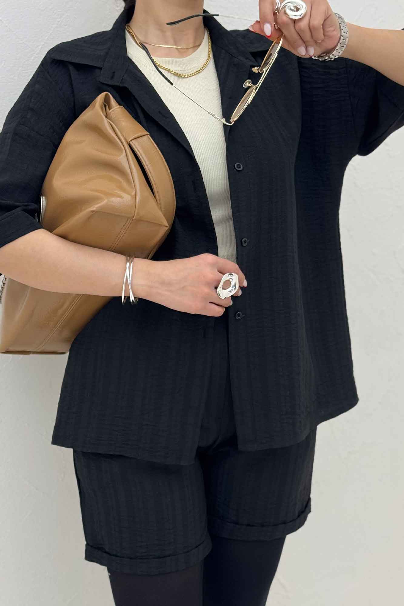 ست شومیز و شورتک شانتون راه راه