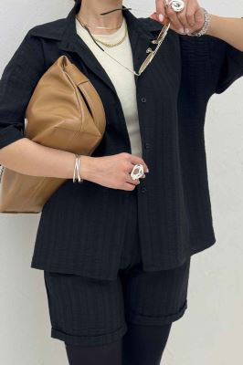 ست شومیز و شورتک شانتون راه راه