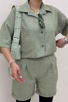 ست شومیز و شورتک شانتون راه راه