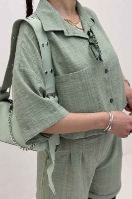 ست شومیز و شورتک شانتون راه راه