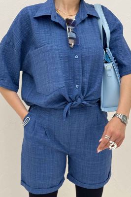 ست شومیز و شورتک شانتون راه راه