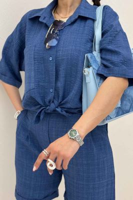 ست شومیز و شورتک شانتون راه راه