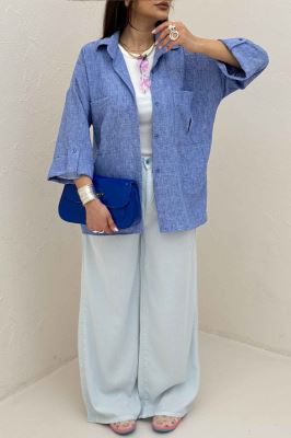 شومیز مانتویی آستین پاگن شانتون زارا