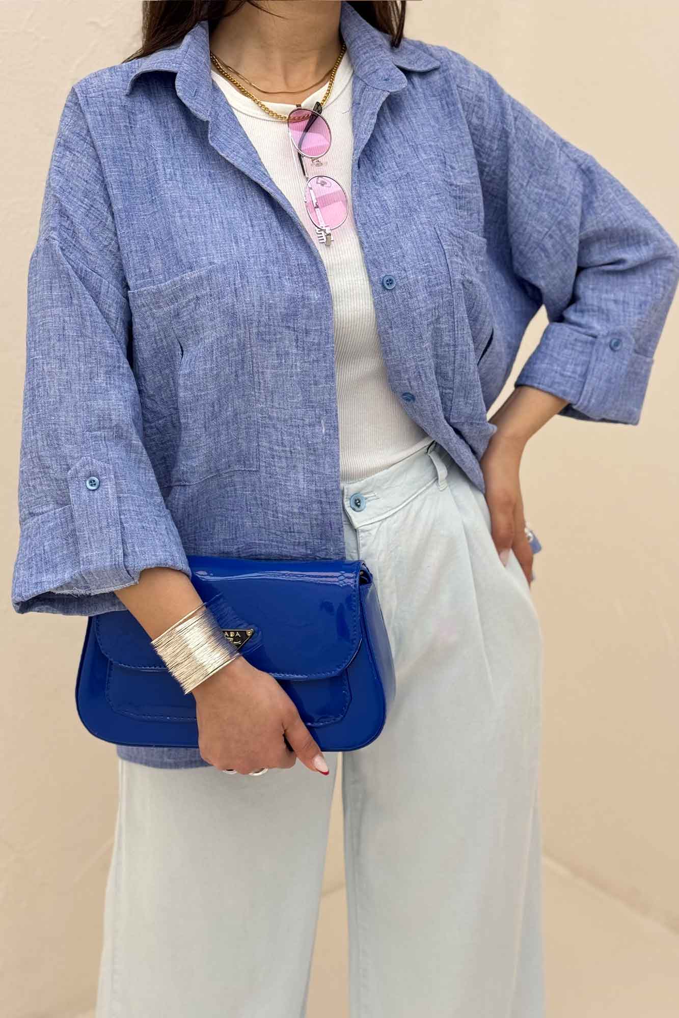 شومیز مانتویی آستین پاگن شانتون زارا