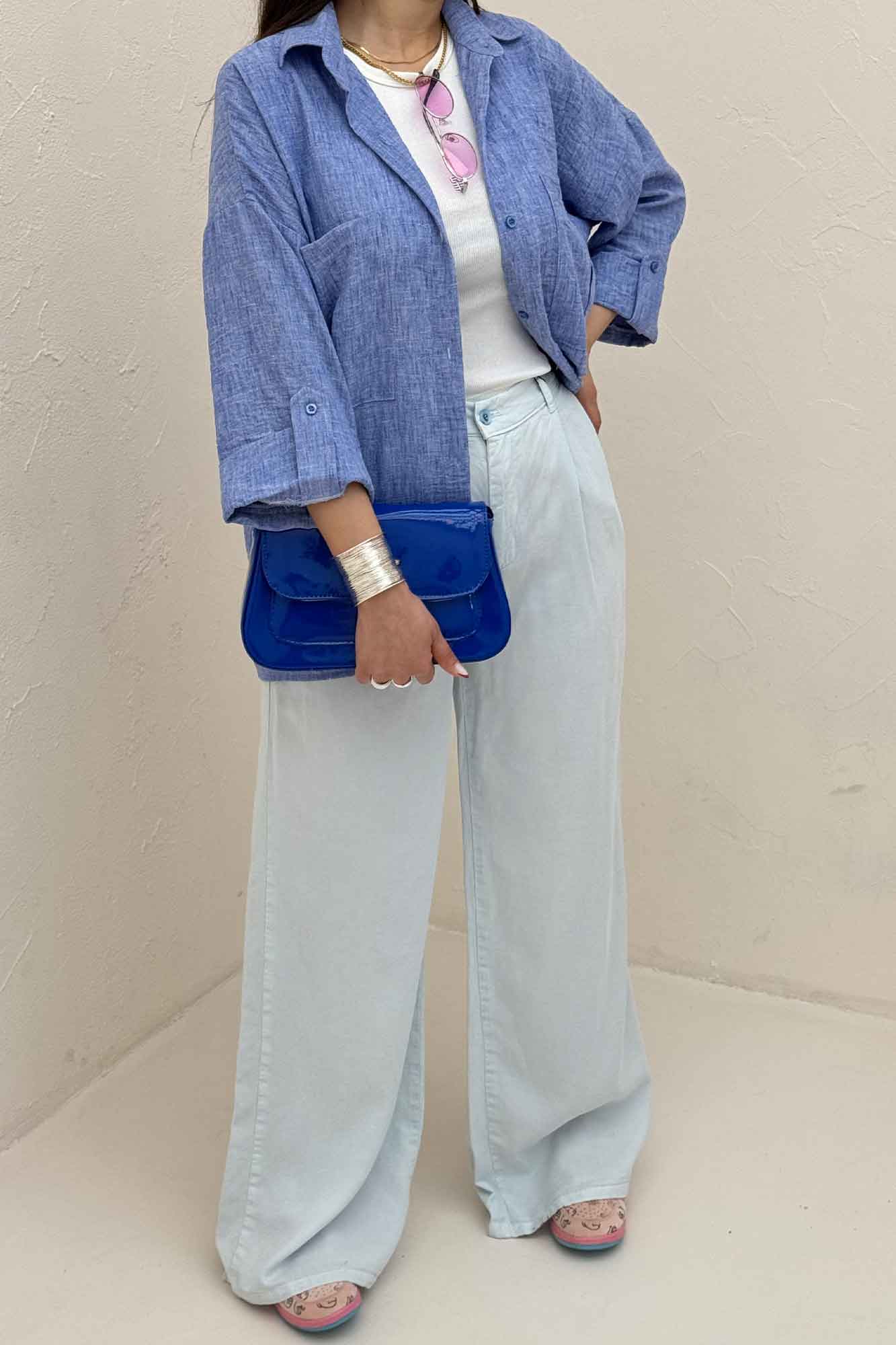 شومیز مانتویی آستین پاگن شانتون زارا