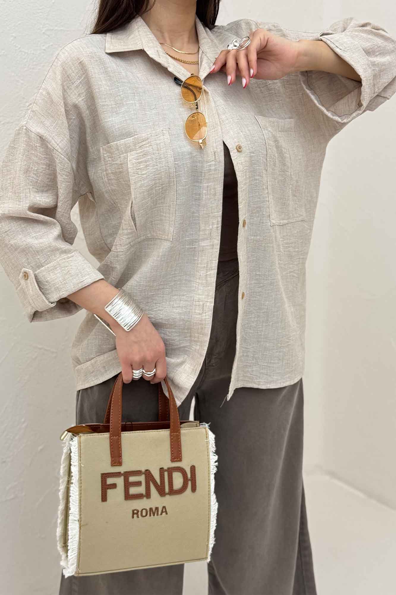 شومیز مانتویی آستین پاگن شانتون زارا