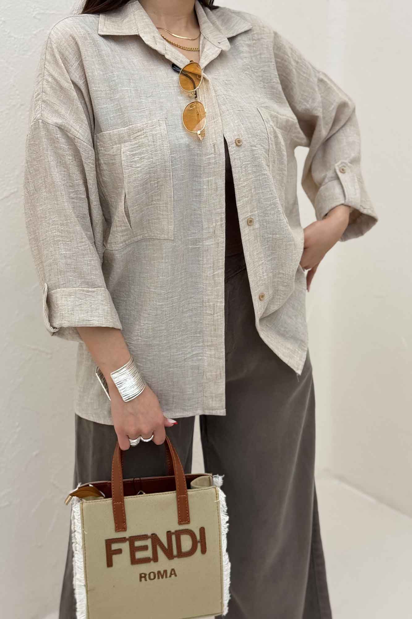 شومیز مانتویی آستین پاگن شانتون زارا