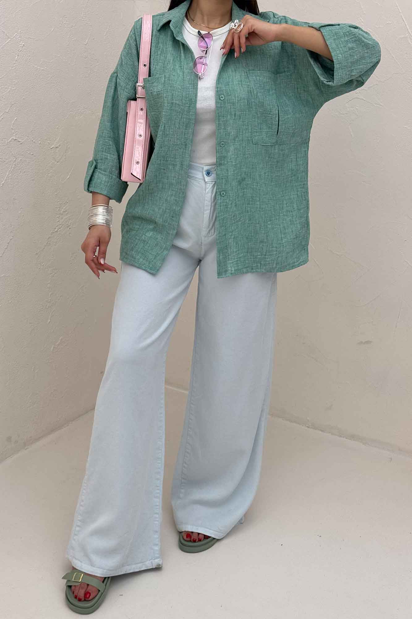 شومیز مانتویی آستین پاگن شانتون زارا