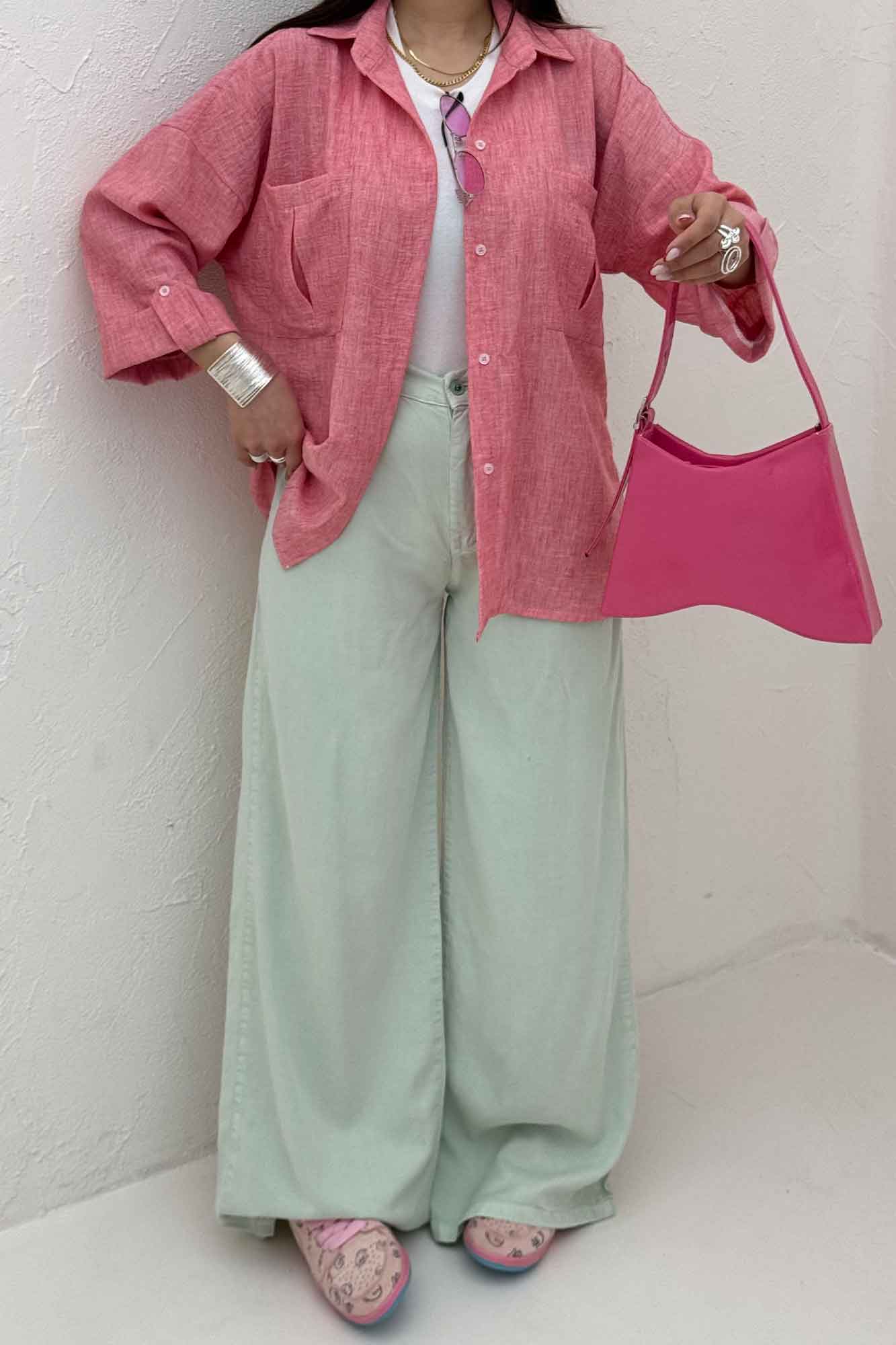 شومیز مانتویی آستین پاگن شانتون زارا