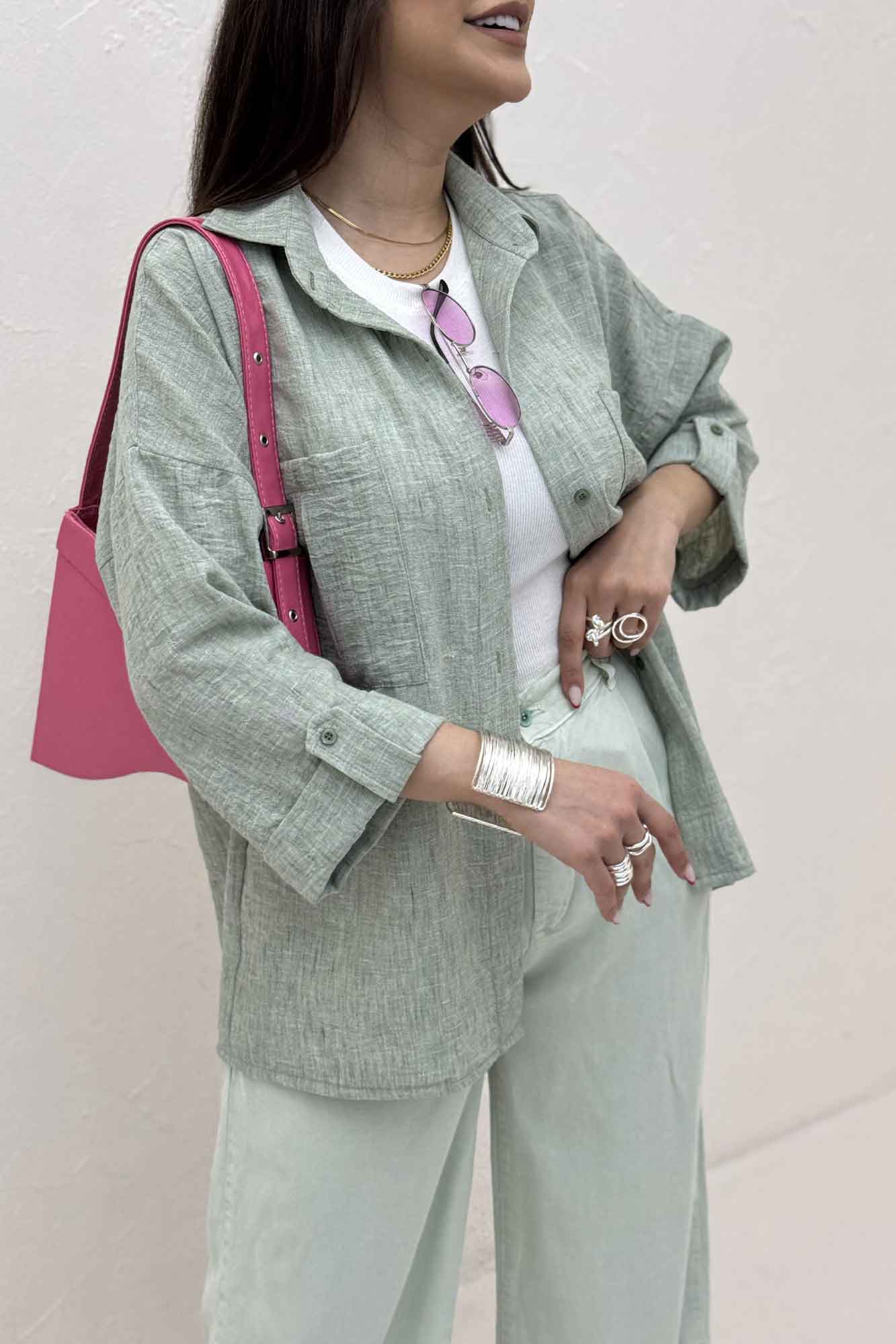 شومیز مانتویی آستین پاگن شانتون زارا