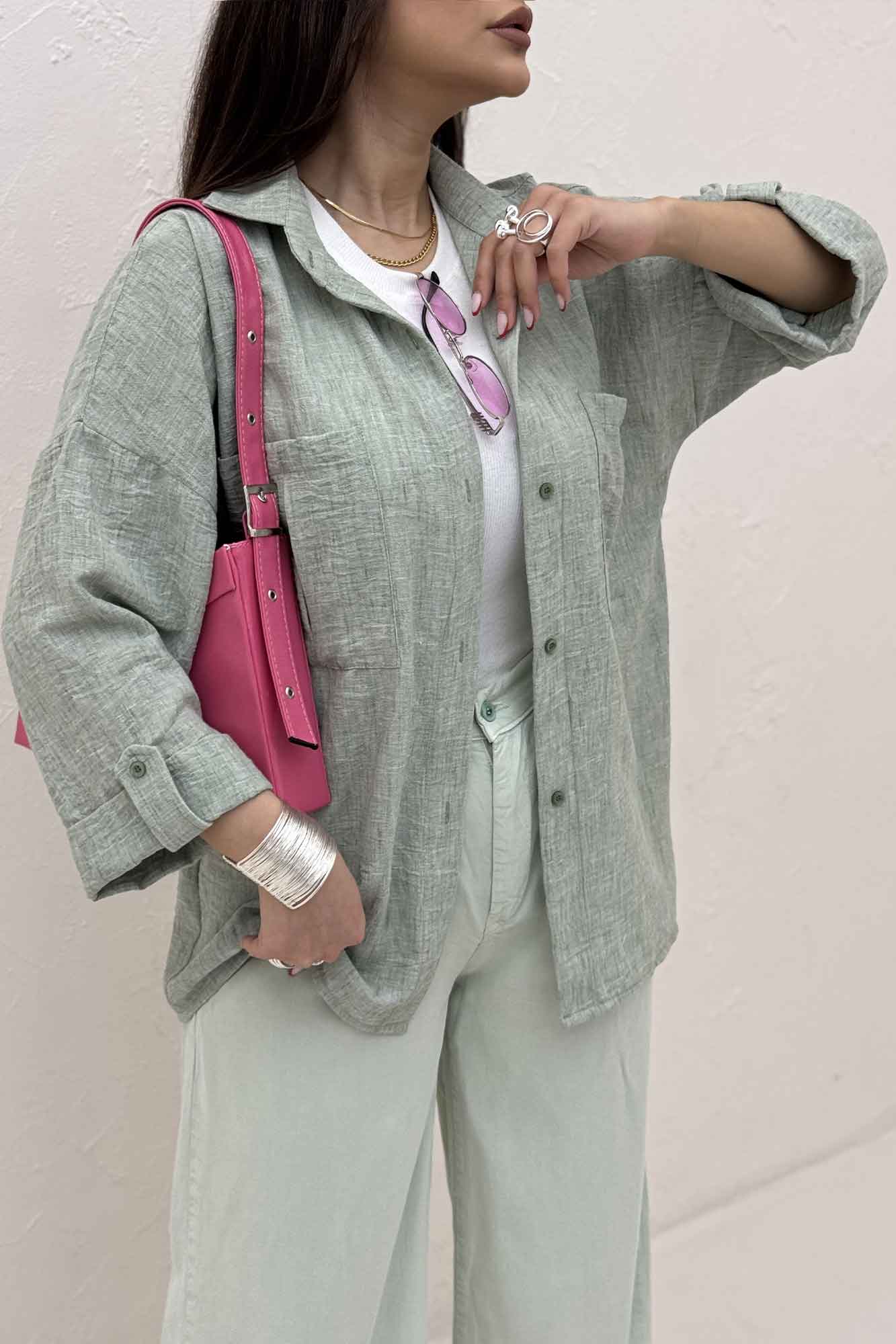 شومیز مانتویی آستین پاگن شانتون زارا