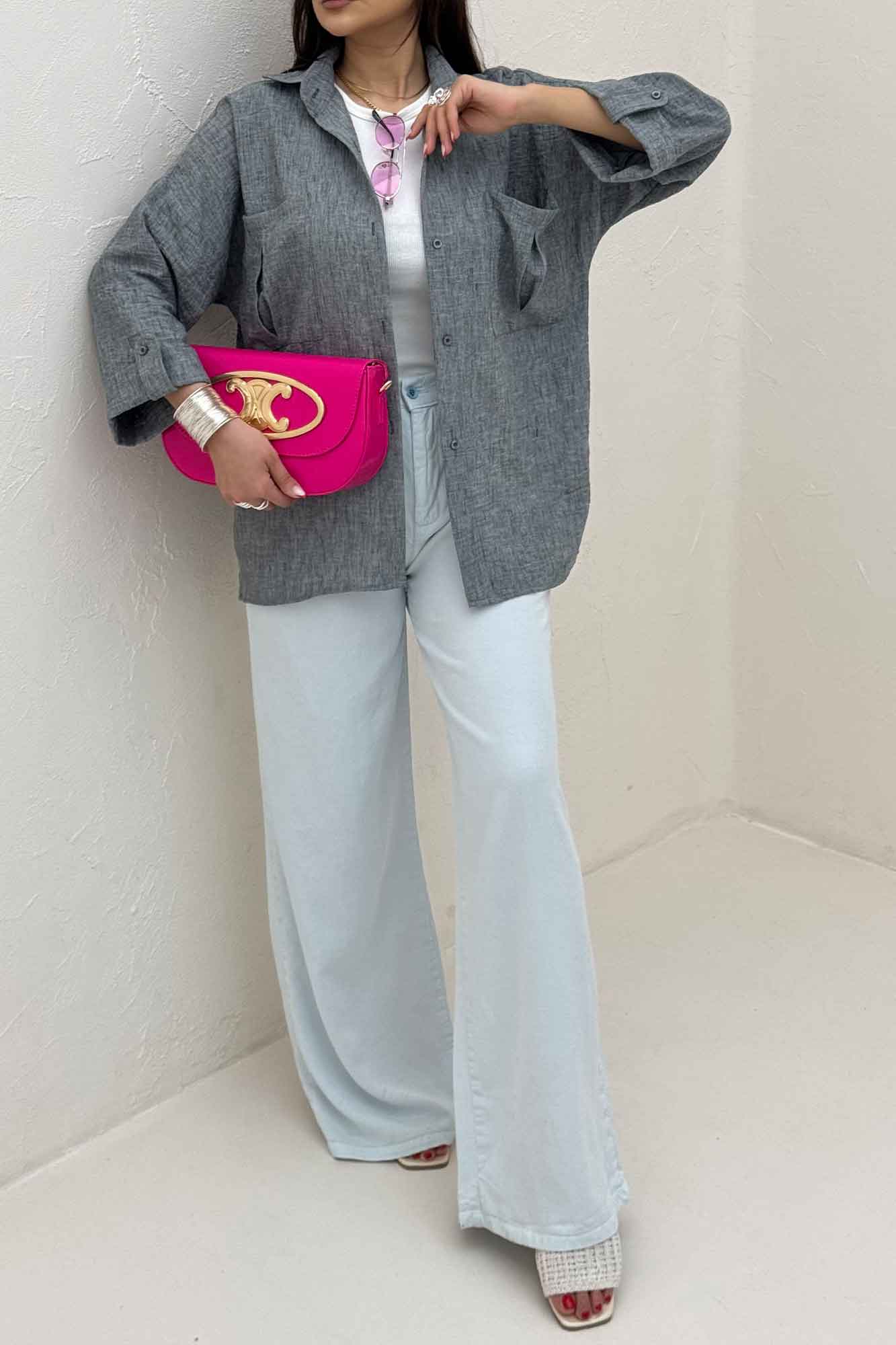 شومیز مانتویی آستین پاگن شانتون زارا