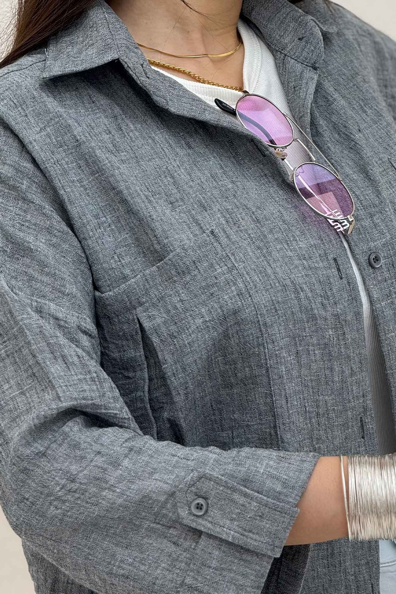 شومیز مانتویی آستین پاگن شانتون زارا