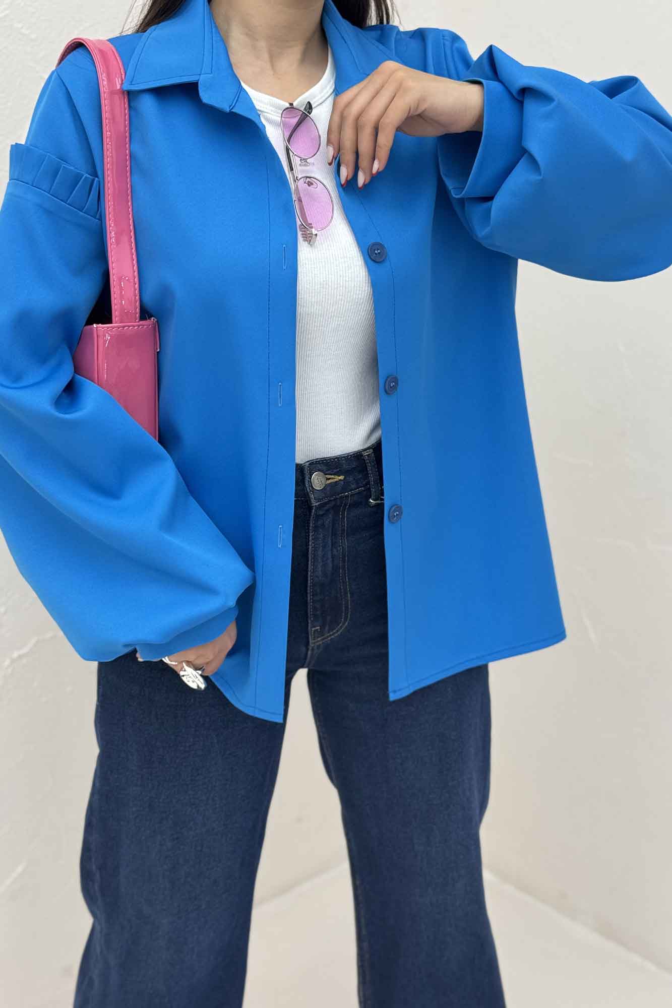 شومیز مانتویی مازراتی آستین پیله 