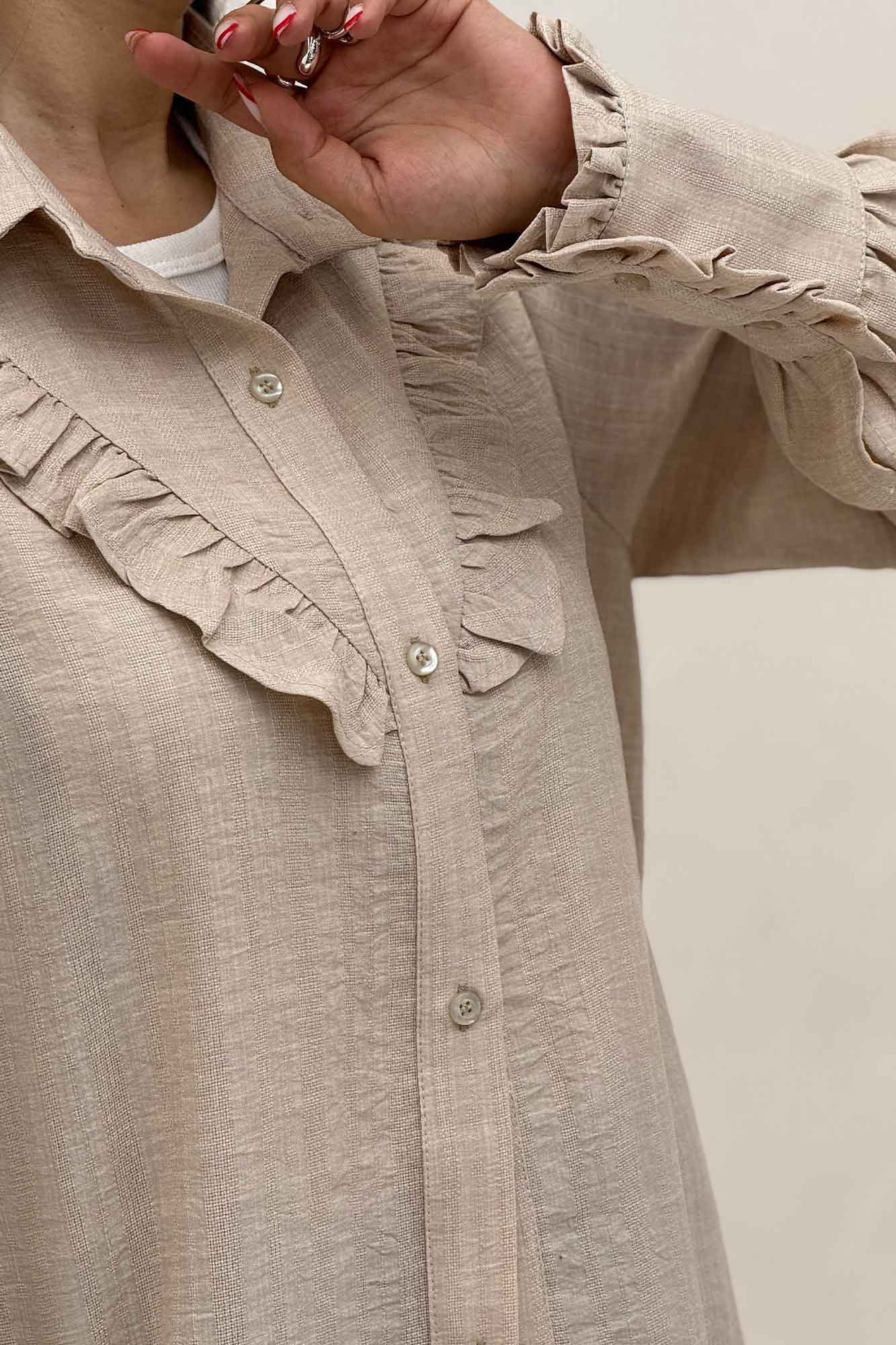 شومیز مانتویی چین هفتی شانتون راه راه