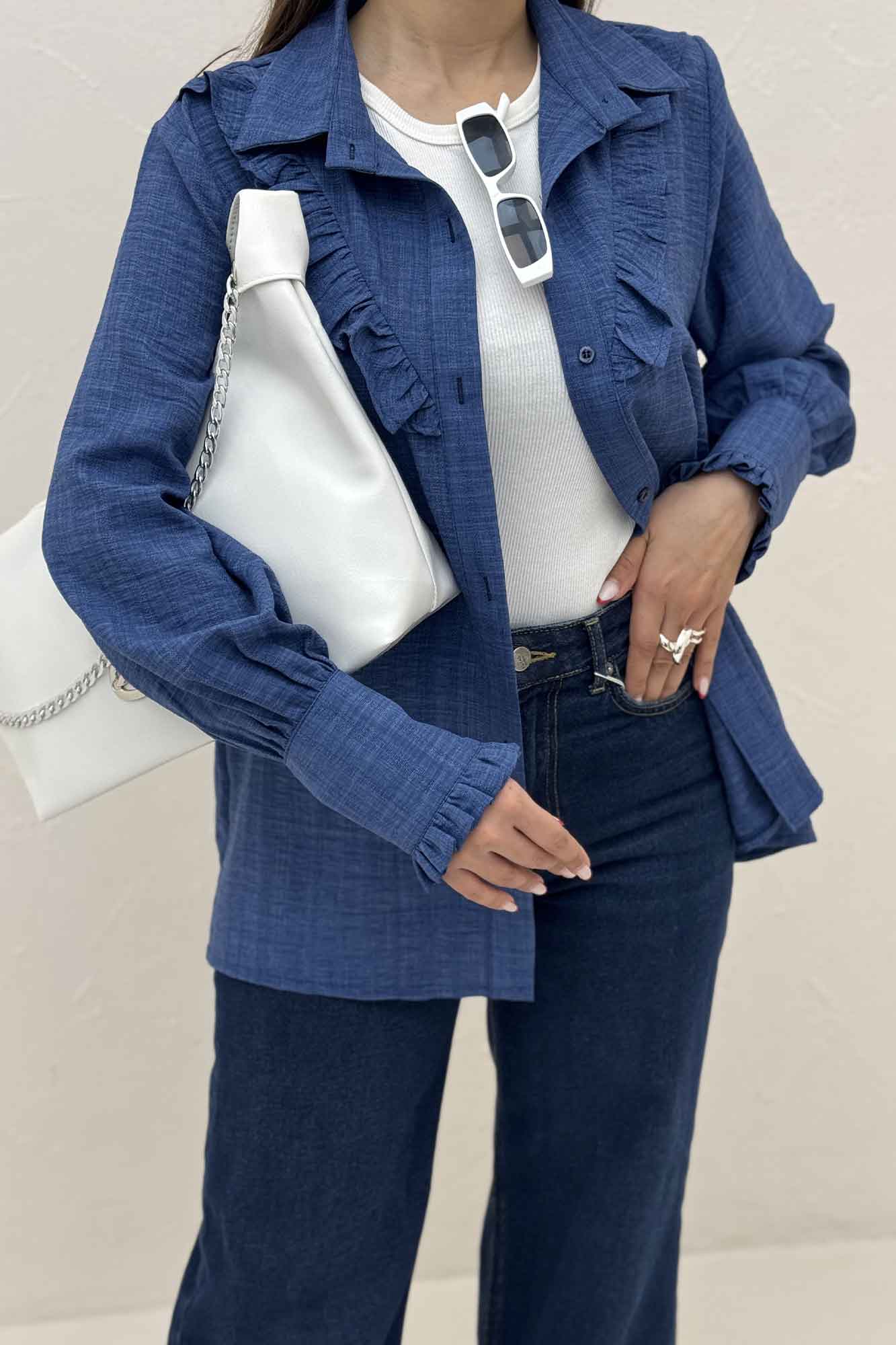 شومیز مانتویی چین هفتی شانتون راه راه