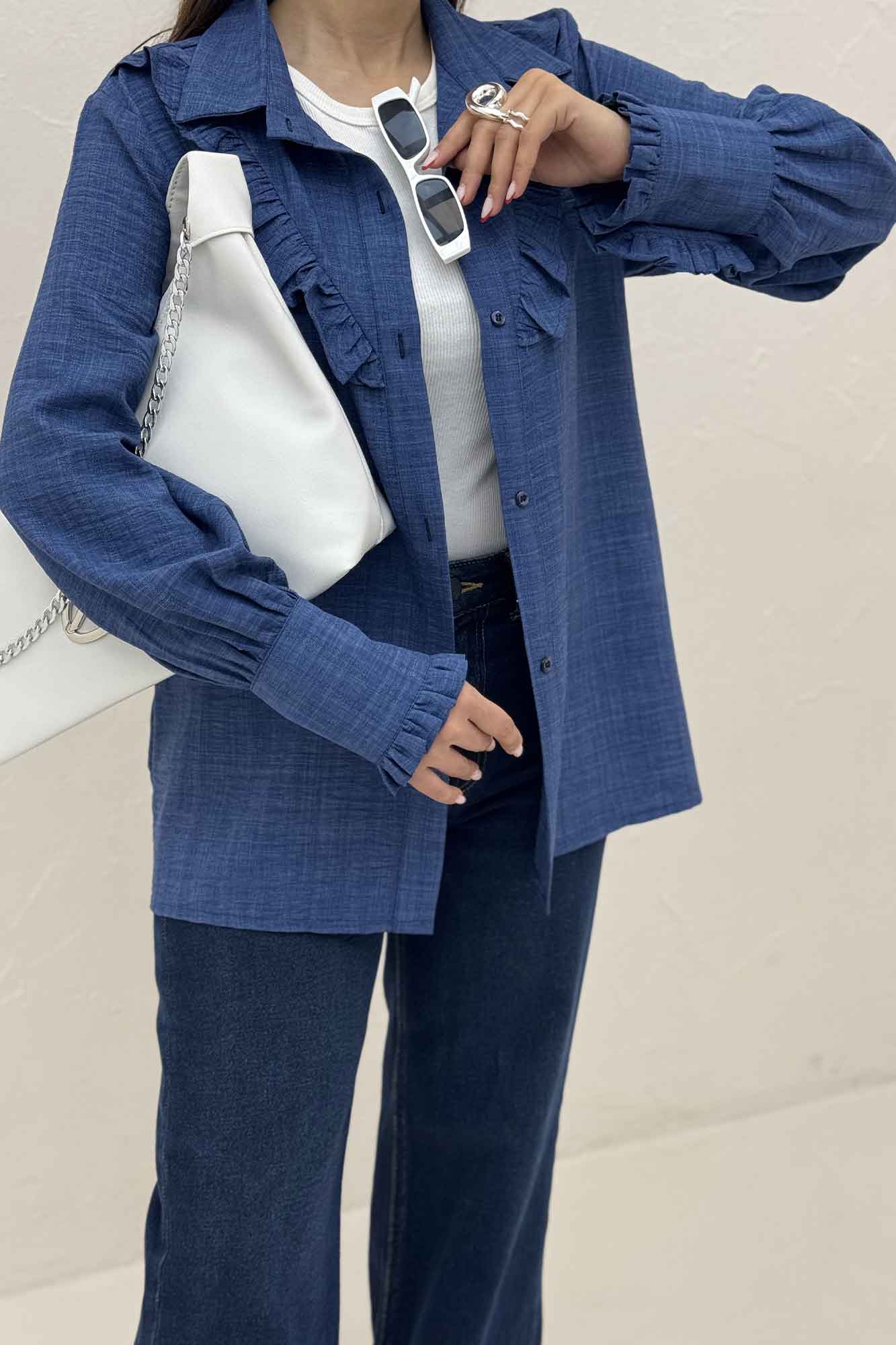 شومیز مانتویی چین هفتی شانتون راه راه