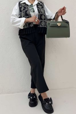 جلیقه و شلوار مازراتی چین دار سوزن دوزی طرح 8