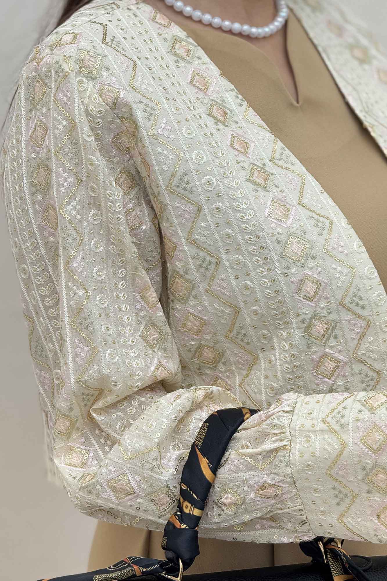 ست کت و سارافن سوزن دوزی MARLIS طرح 10