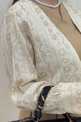 ست کت و سارافن سوزن دوزی MARLIS طرح 10