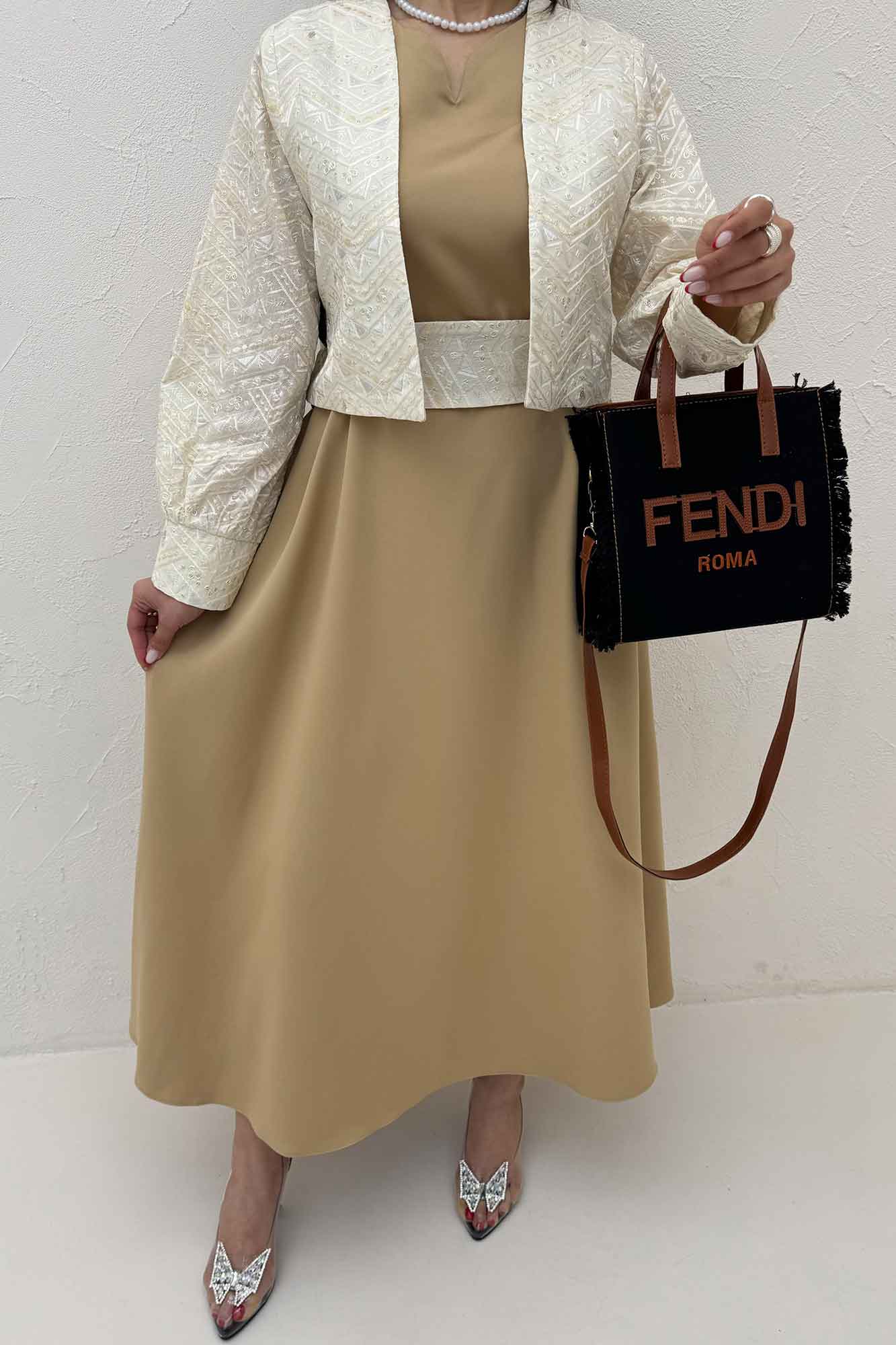 ست کت و سارافن سوزن دوزی MARLIS طرح 4