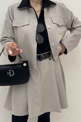 ست کت و دامن کوتاه چین دار بزیاق