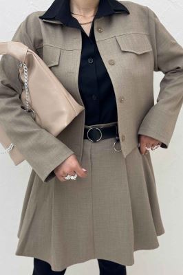 ست کت و دامن کوتاه چین دار بزیاق