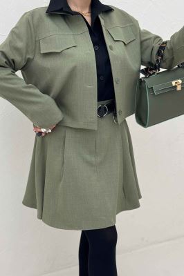 ست کت و دامن کوتاه چین دار بزیاق