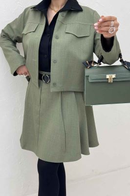 ست کت و دامن کوتاه چین دار بزیاق