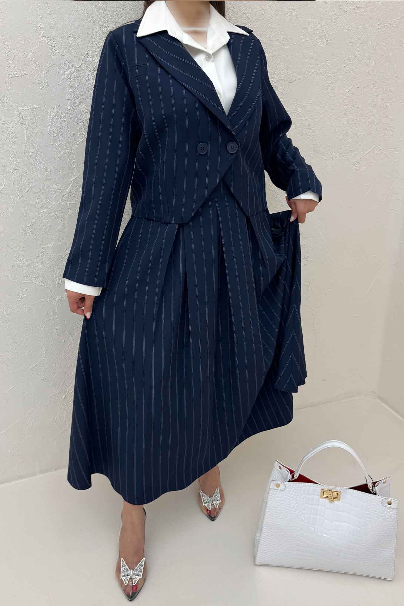 ست کت و دامن بلند بزیاق دیپلمات نیکا