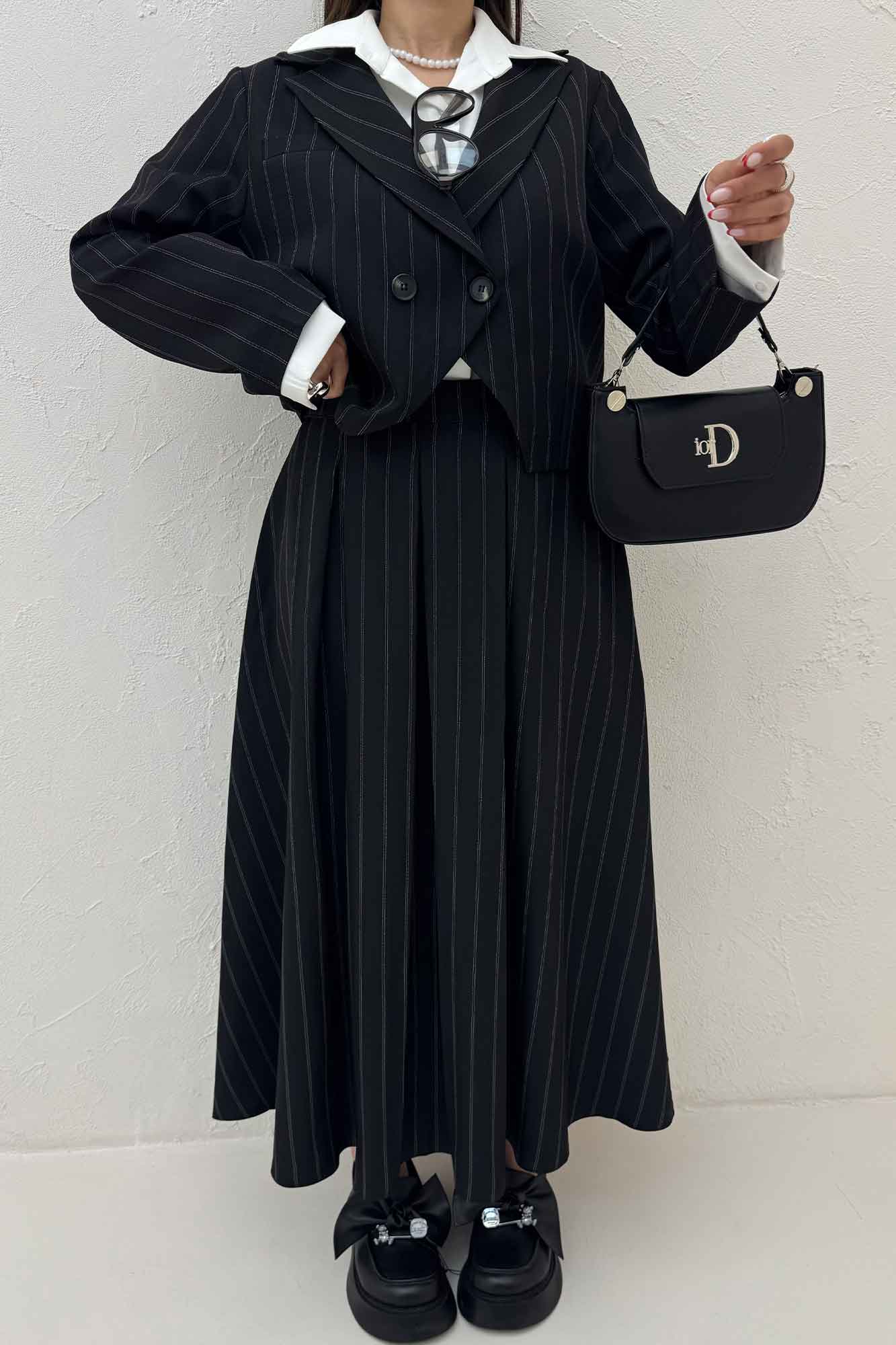 ست کت و دامن بلند بزیاق دیپلمات نیکا