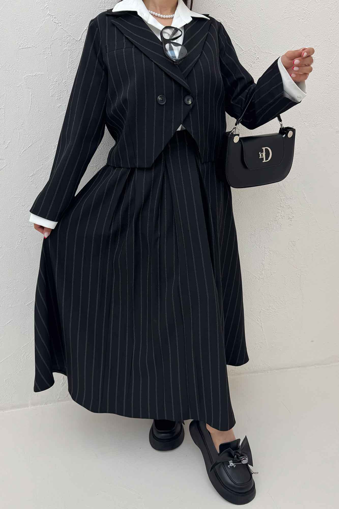 ست کت و دامن بلند بزیاق دیپلمات نیکا