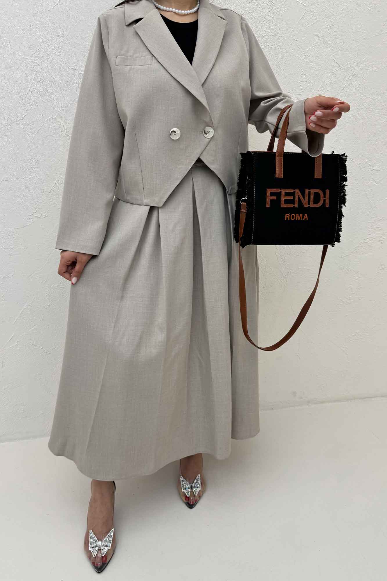 ست کت و دامن بلند بزیاق ملورین