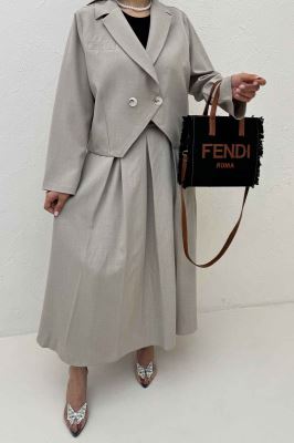 ست کت و دامن بلند بزیاق ملورین