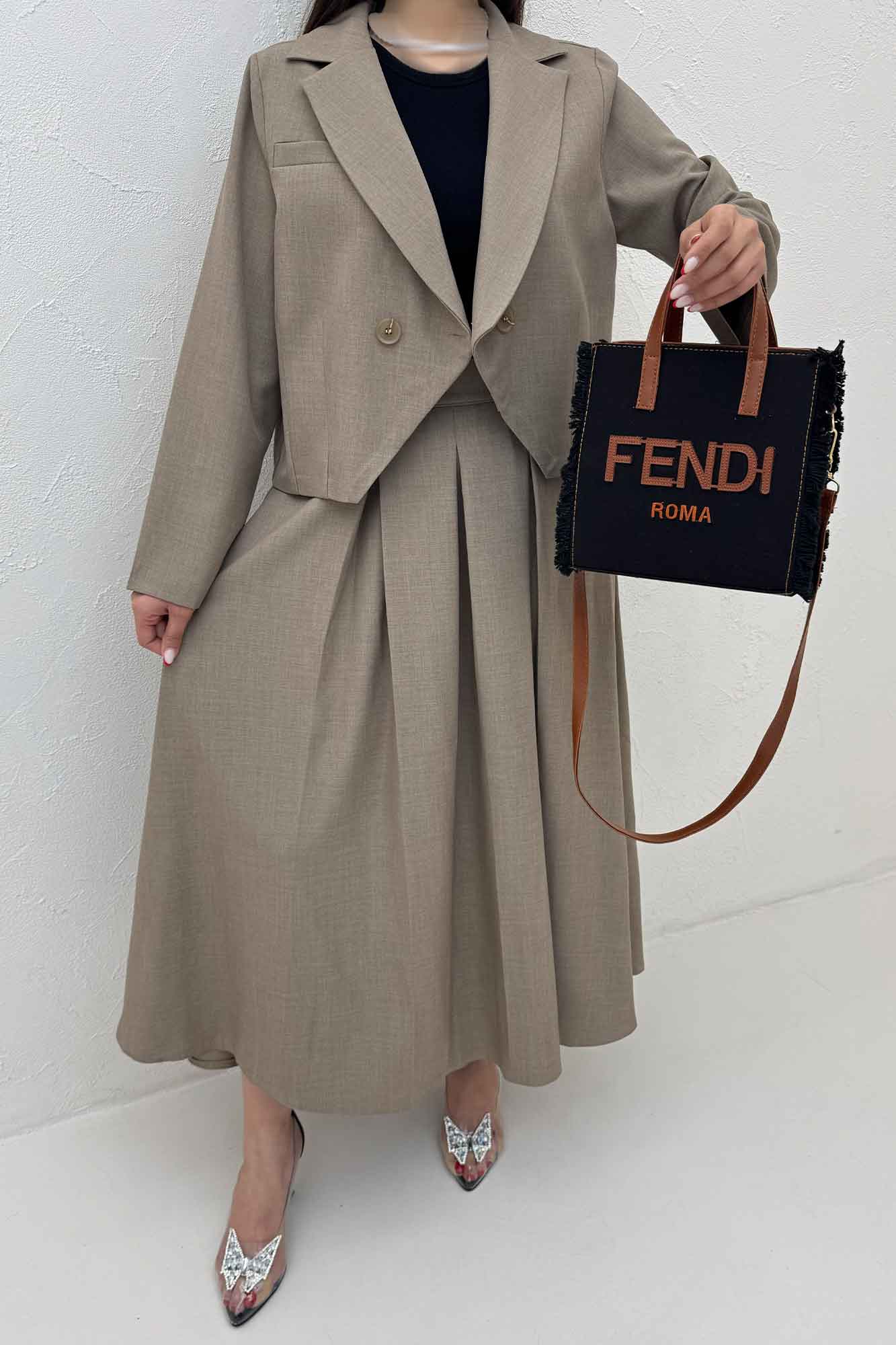 ست کت و دامن بلند بزیاق ملورین