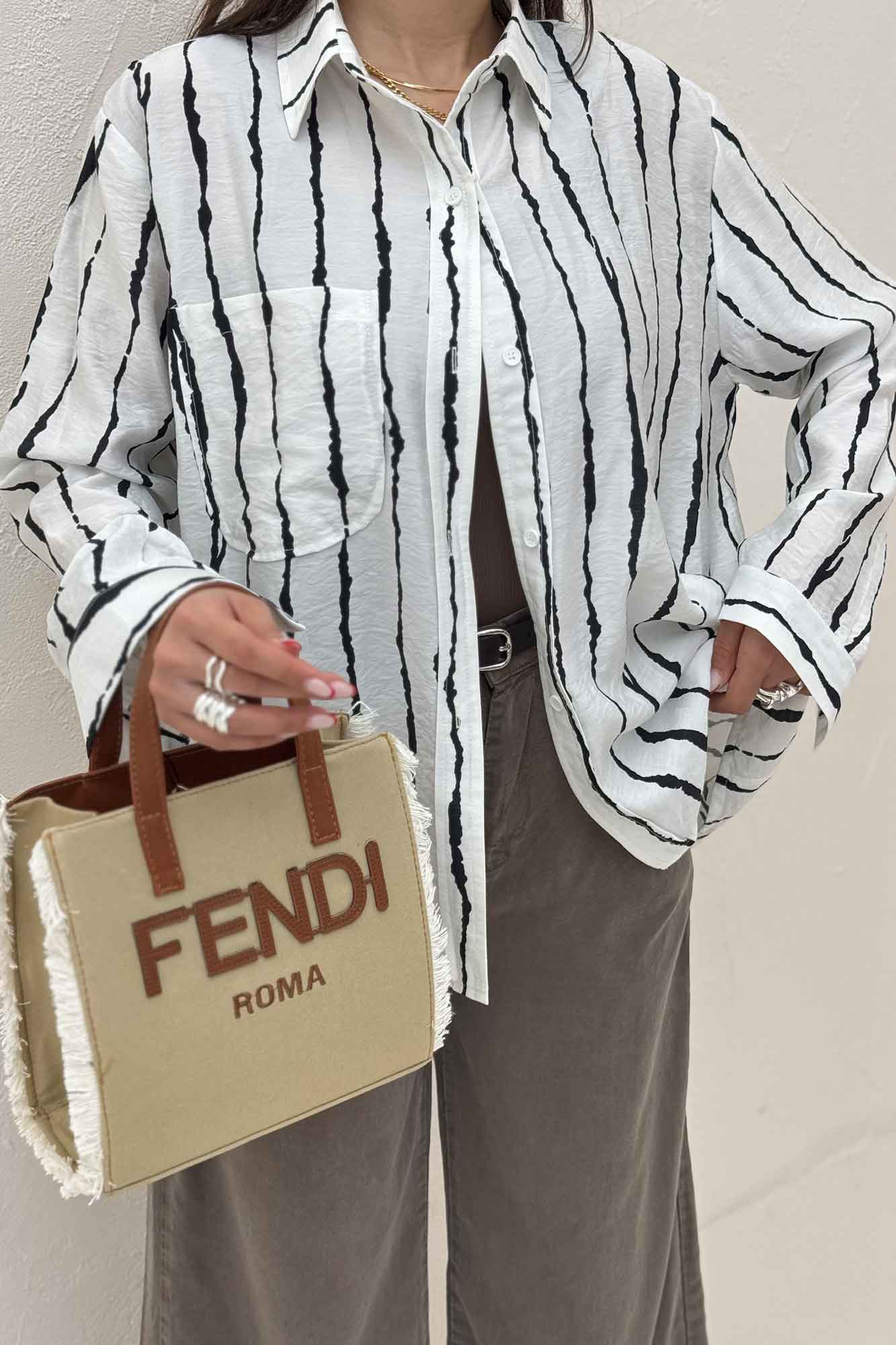 شومیز مانتویی ترک پشت دکمه PERRY