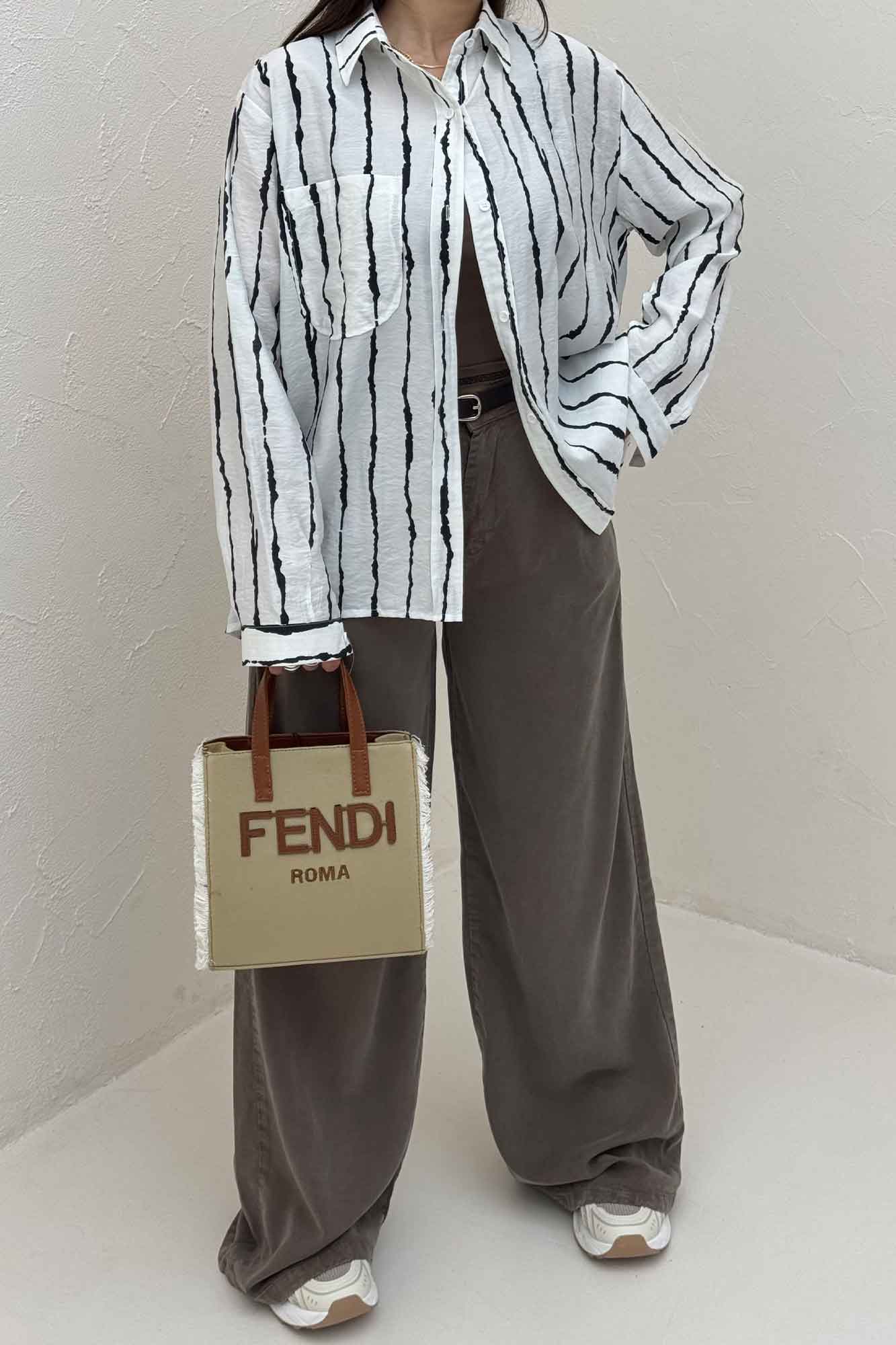 شومیز مانتویی ترک پشت دکمه PERRY