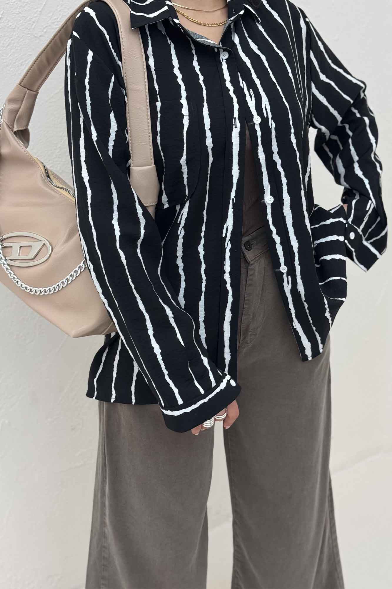 شومیز مانتویی ترک پشت دکمه PERRY