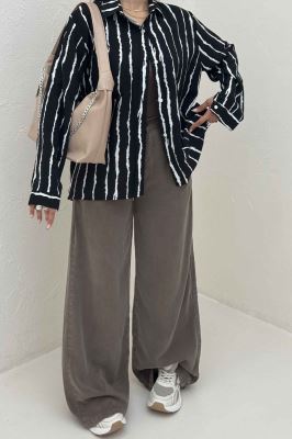 شومیز مانتویی ترک پشت دکمه PERRY