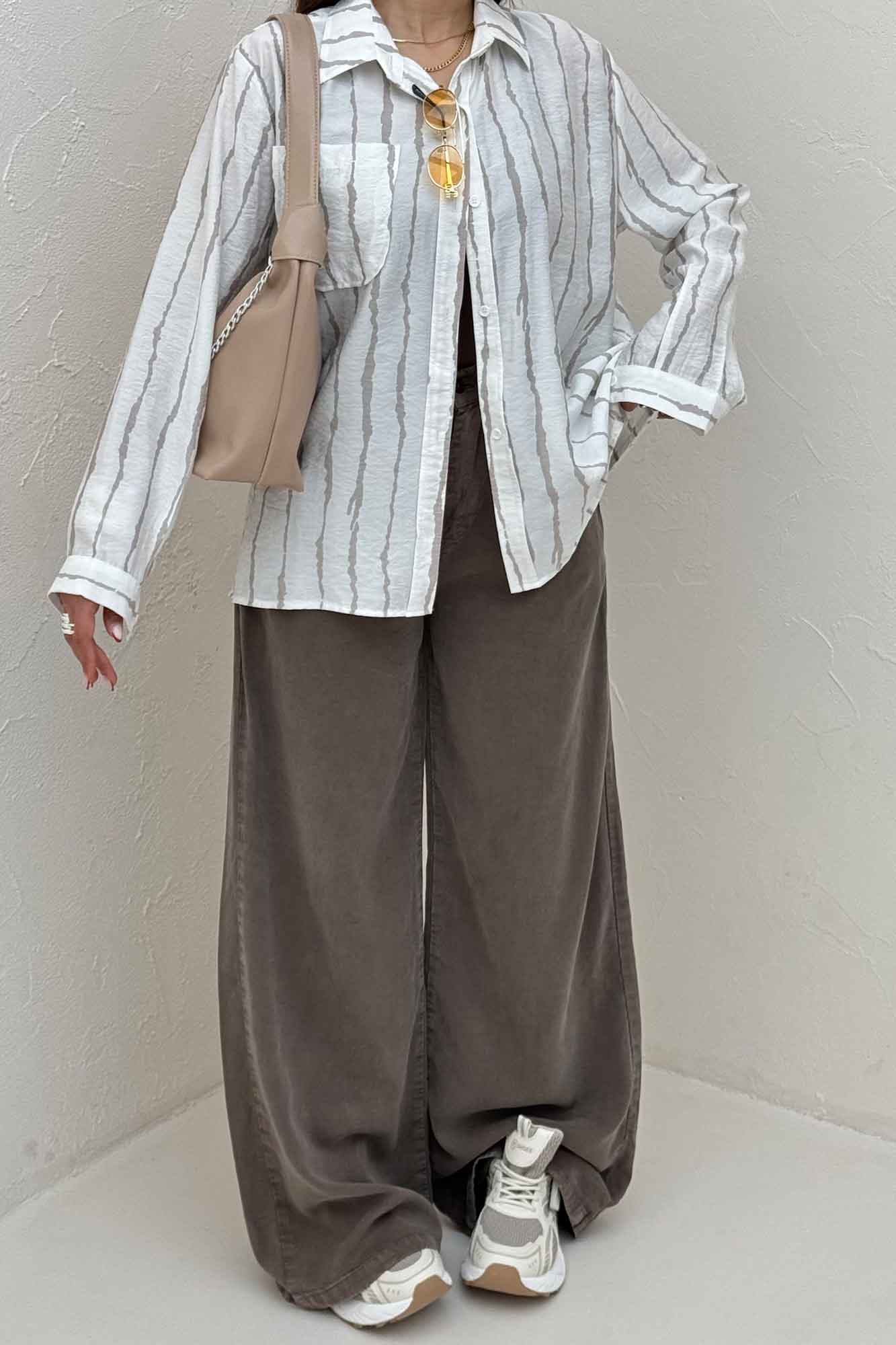 شومیز مانتویی ترک پشت دکمه PERRY