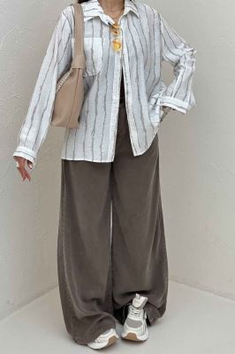 شومیز مانتویی ترک پشت دکمه PERRY