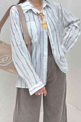 شومیز مانتویی ترک پشت دکمه PERRY