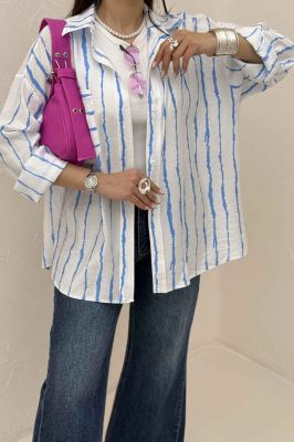 شومیز مانتویی ترک پشت دکمه PERRY