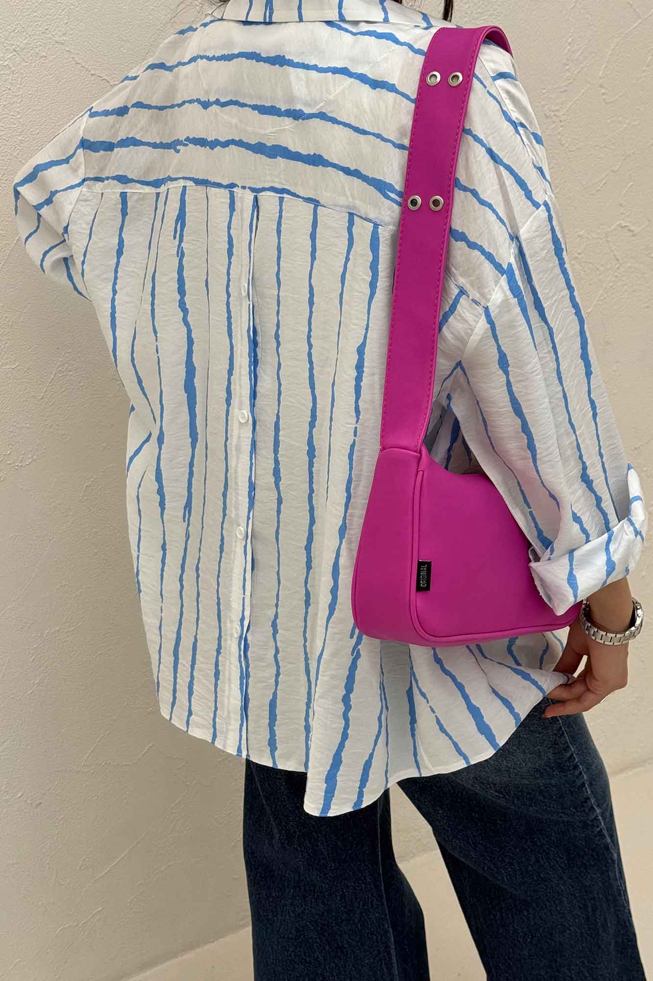 شومیز مانتویی ترک پشت دکمه PERRY