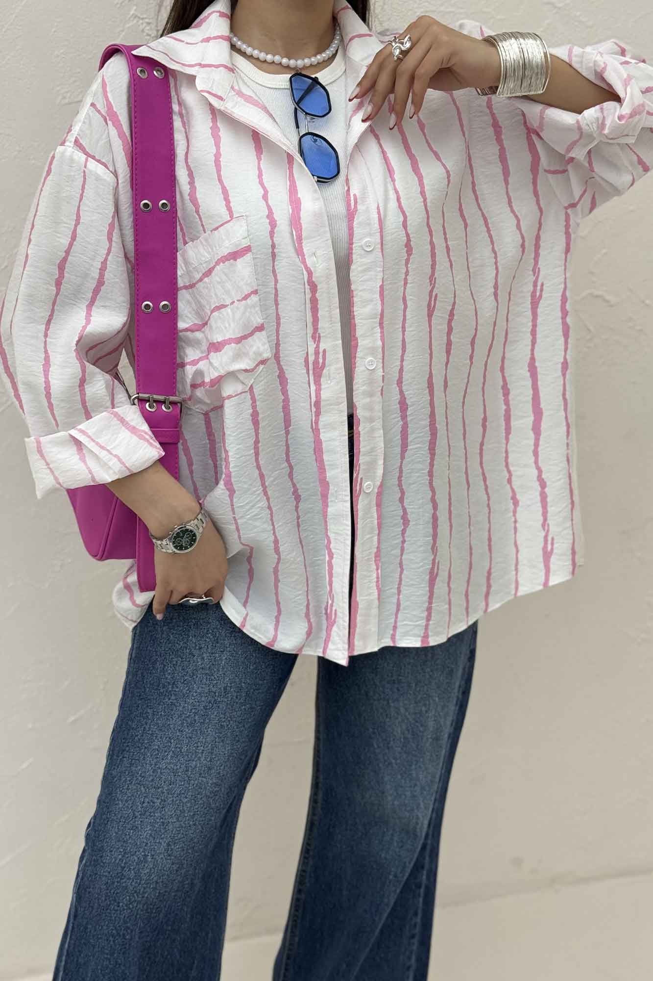 شومیز مانتویی ترک پشت دکمه PERRY