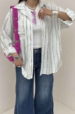 شومیز مانتویی ترک پشت دکمه PERRY