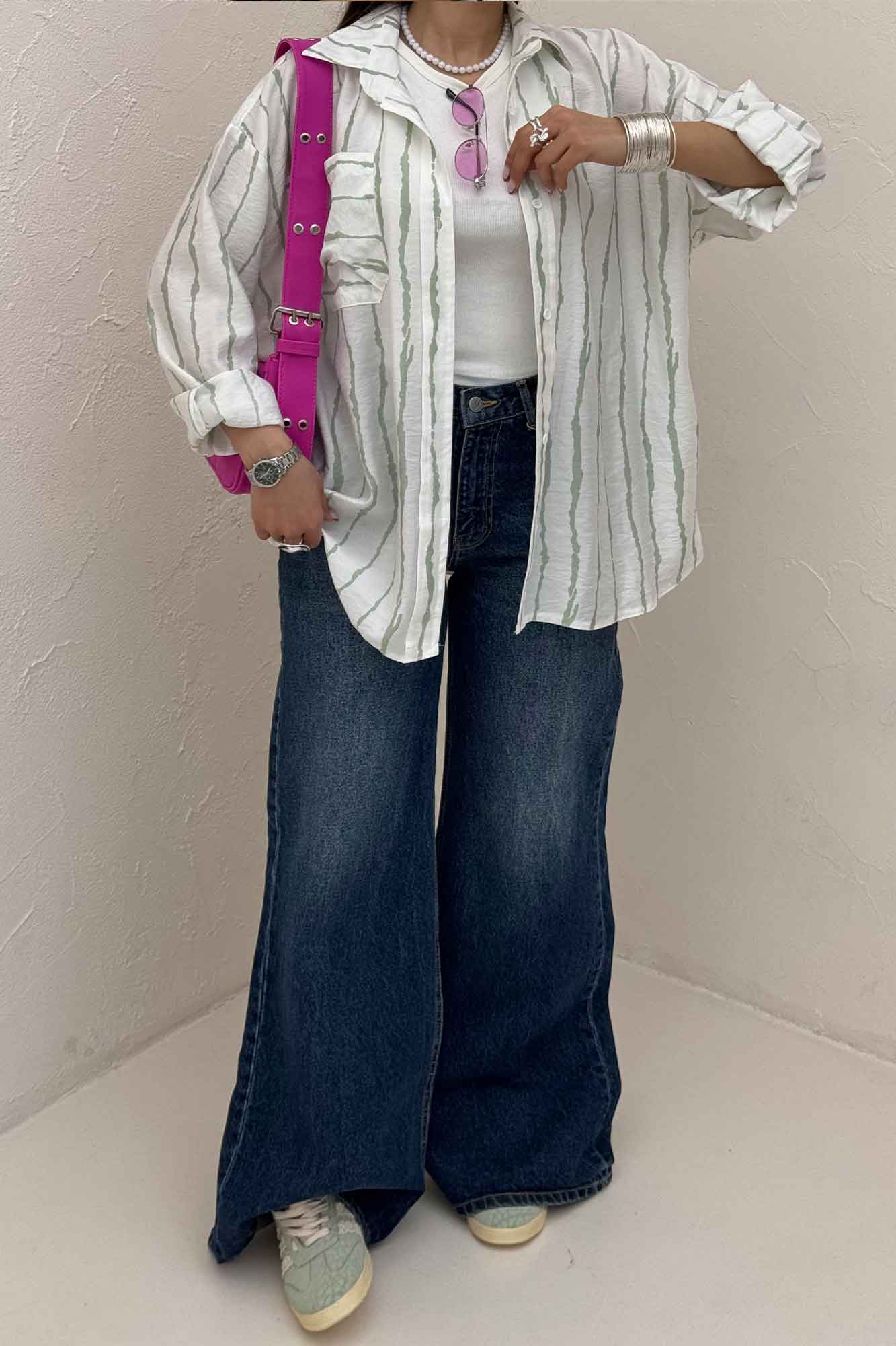 شومیز مانتویی ترک پشت دکمه PERRY