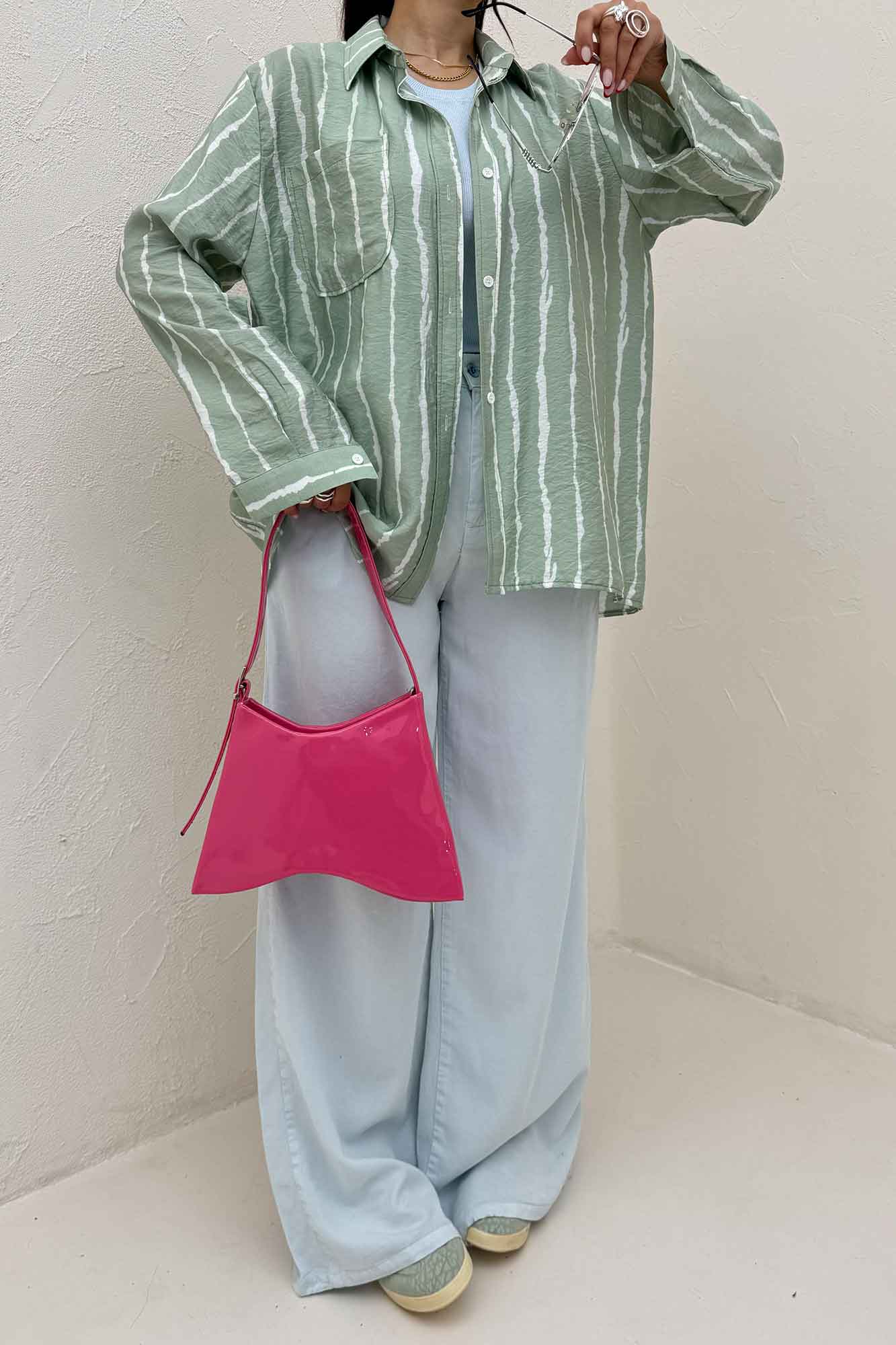 شومیز مانتویی ترک پشت دکمه PERRY